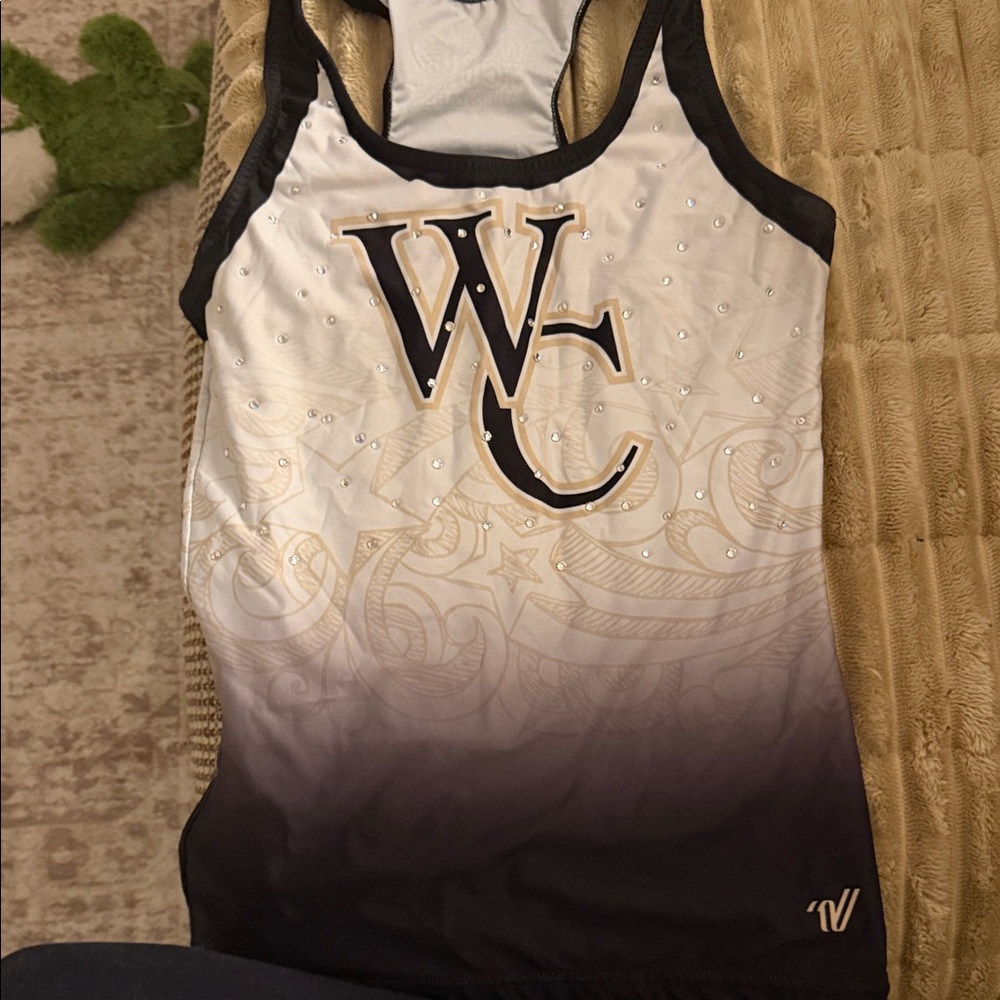 Varsity Black and White Embellished Tank Top